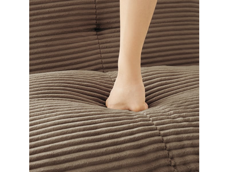  Canapé d'angle modulaire 4 places en velours côtelé marron, assise profonde et confort enveloppant au salon  - Conforama D