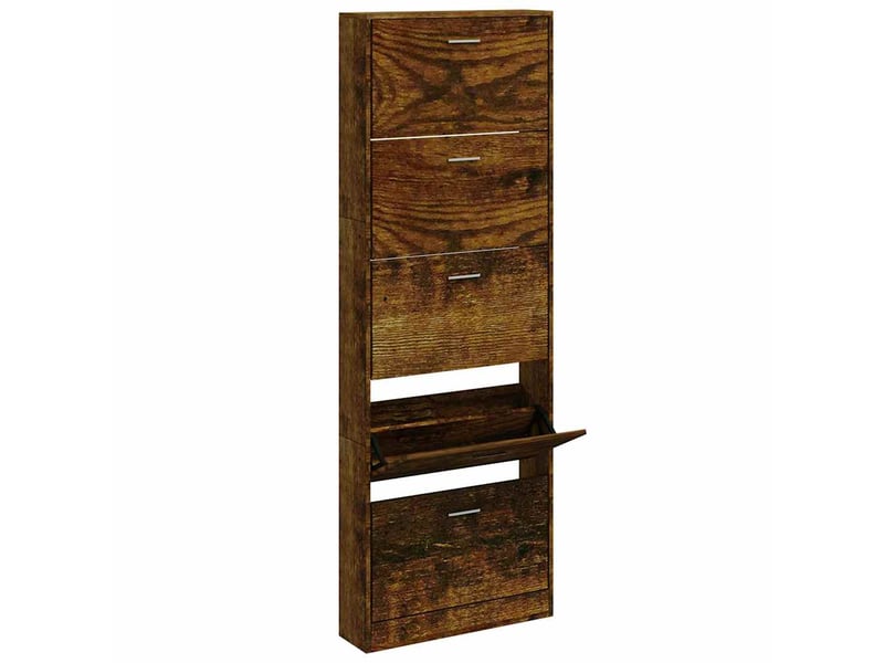  Meuble à chaussure | armoire à chaussures chêne fumé 59x17x169 cm bois d'ingénierie  - Conforama C