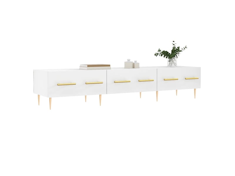  Meuble tv - banc tv - meuble de rangement blanc 150x36x30 cm bois d'ingénierie  - Conforama C