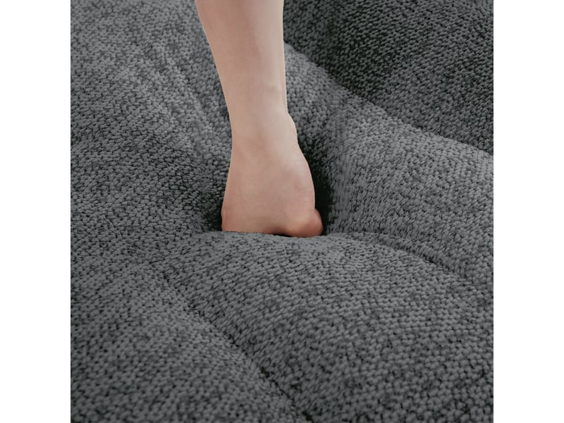 Canapé panoramique coquille 2 places, 2 poufs gris – 210 x 165 x 79 cm Fay Lum - Conforama W