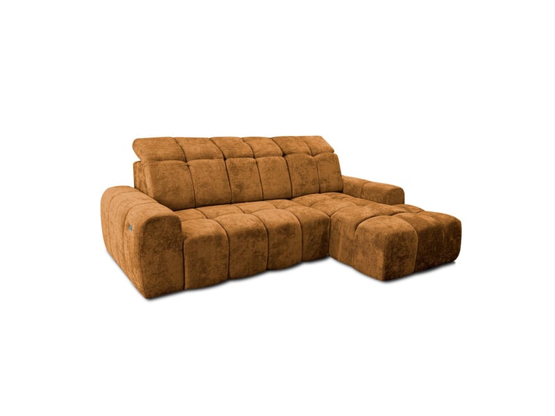  Canapé d'angle droit relax krabi avec coffre tissu kiara brun doré KRABI-M-KIA858-R - Conforama A