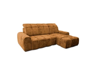 Canapé d'angle droit relax électrique TRADA KRABI-M-KIA858-R 3 places Tissu marron avec coffre de rangement