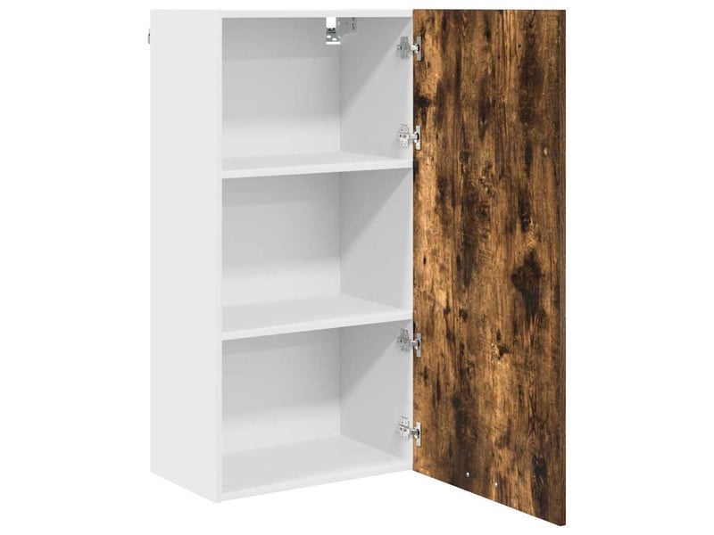  Meuble de rangement cuisine, armoire suspendue chêne fumé et blanc 50x31x100cm  - Conforama E