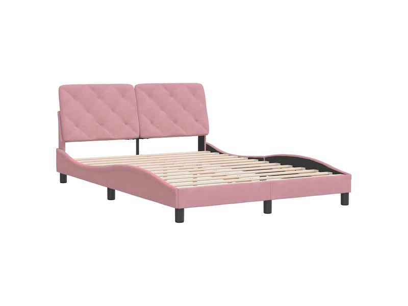  Lit double- lit adulte -  cadre de lit sans matelas rose 120x200 cm velours  - Conforama B