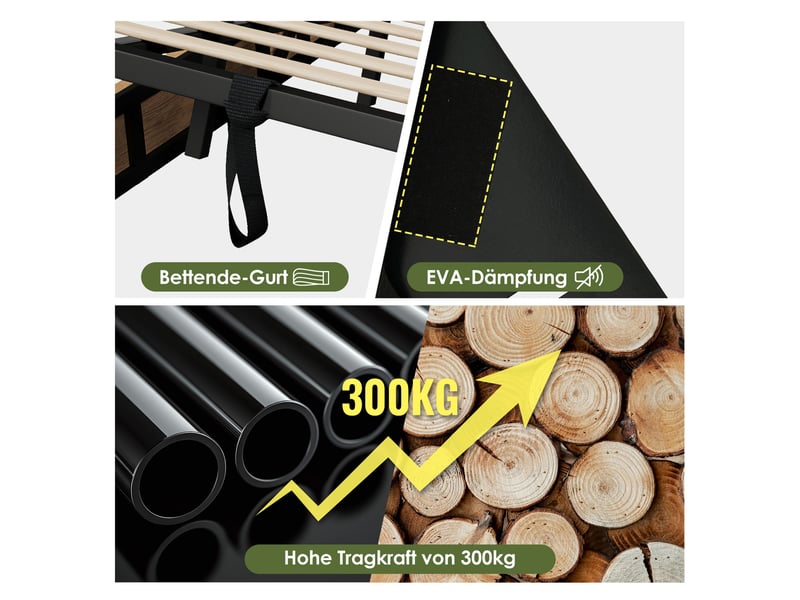 Lit coffre hydraulique 180x200 cm avec tête de lit rangement-usb et type-c-tiroirs intégrés-effet chêne - Conforama D