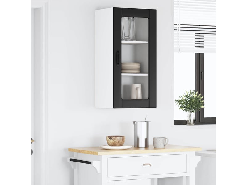 Meuble mural de cuisine, cabinet en verre mural noir 40x31x80cm shl6856 - Conforama D