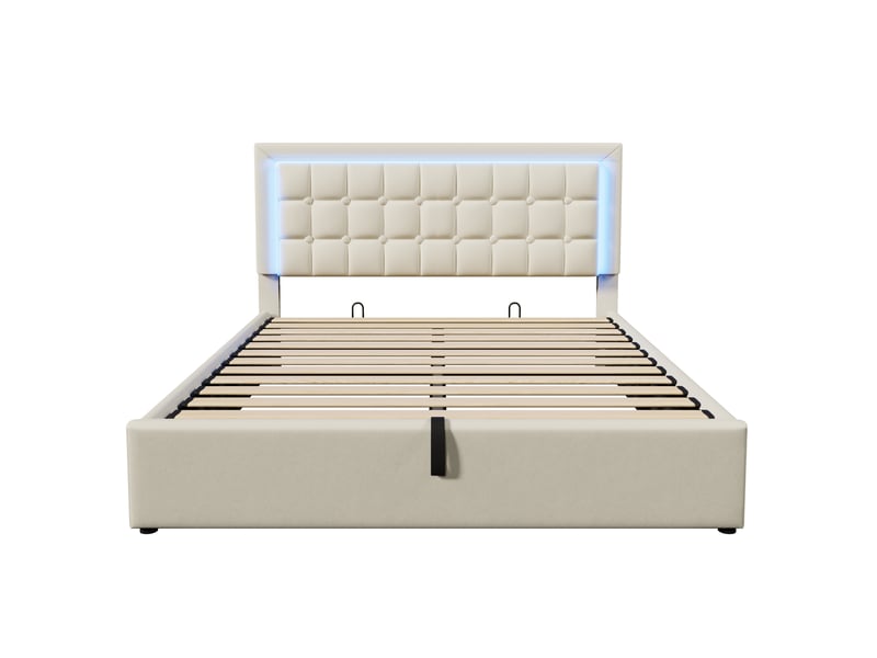  Lit polsteré en pu blanc 160 x 200 cm  - Conforama A