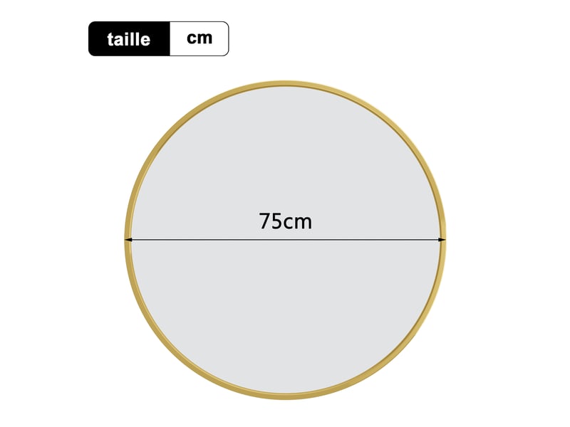Miroir mural 75x75 cm, cadre en aluminium, forme circulaire, lignes épurées, pour salle de bain ou séjour,doré - Conforama C