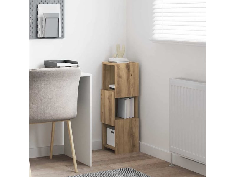  Meuble d'angle, meuble de rangement salon 25,5x25x80cm bois d'ingénierie chêne artisanal  - Conforama D