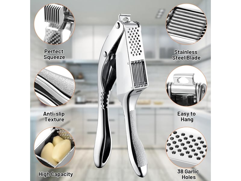 Presse-ail en acier inoxydable, 2 en 1 ecrase ail manuel,presse-ail de cuisine professionnelle,avec poignée ergonomique, pratique et facile à nettoye - Conforama D
