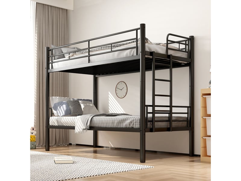 Lit superposé enfant 90x200, sécurité renforcée lit superposé, structure métal, transformable deux lits simples  - Conforama B