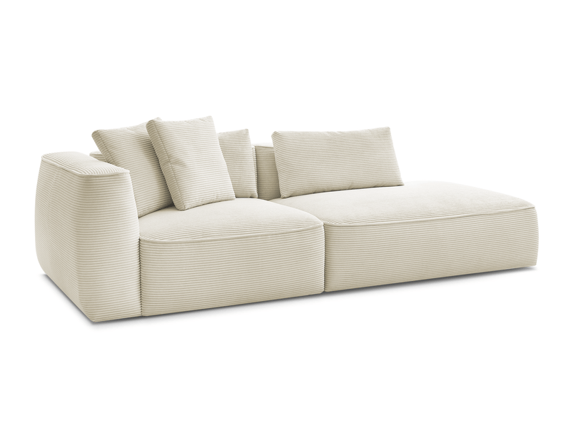  Bobochic canapé droit fixe 3 places leopold velours côtelé beige  accoudoir gauche LEOPOLD - Conforama A