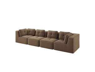 Canapé droit modulable 4 places velours côtelé marron – 386 x 104 x 69 cm