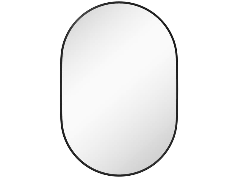 Miroir de salle de bain ovale mural avec cadre en aluminium, vertical ou horizontal, 60 x 90 cm, noir  - Conforama B