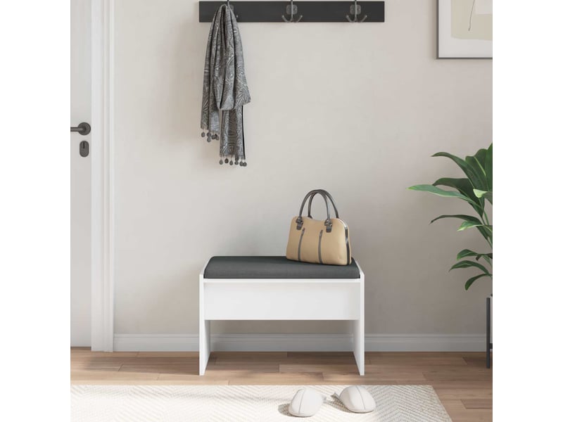  Banc d'entrée, banc interieur avec coussin blanc 63x38x40 cm  - Conforama D