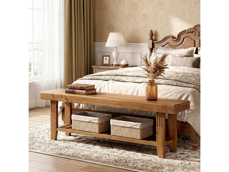  Étagère à chaussures avec banc, 160 cm, long banc à chaussures à double niveau, banc robuste pour couloir, banc à chaussures rustique en bois pour entrée, chambre à coucher, salon, pied du  - Conforama D