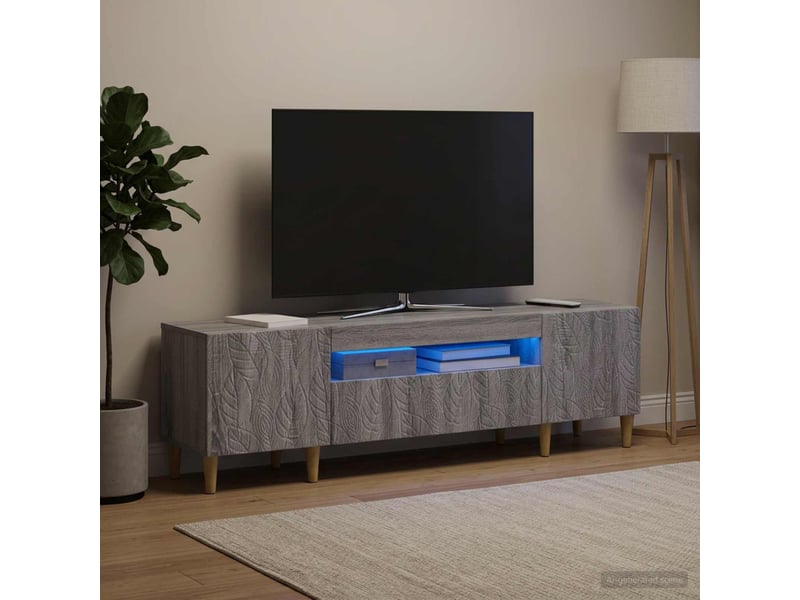  Meuble tv - banc tv - meuble de rangement led sonoma gris bois d'ingénierie  - Conforama D