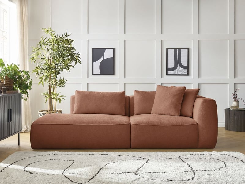 Bobochic canapé droit fixe 3 places leopold tissu texturé orange  accoudoir droit LEOPOLD - Conforama C