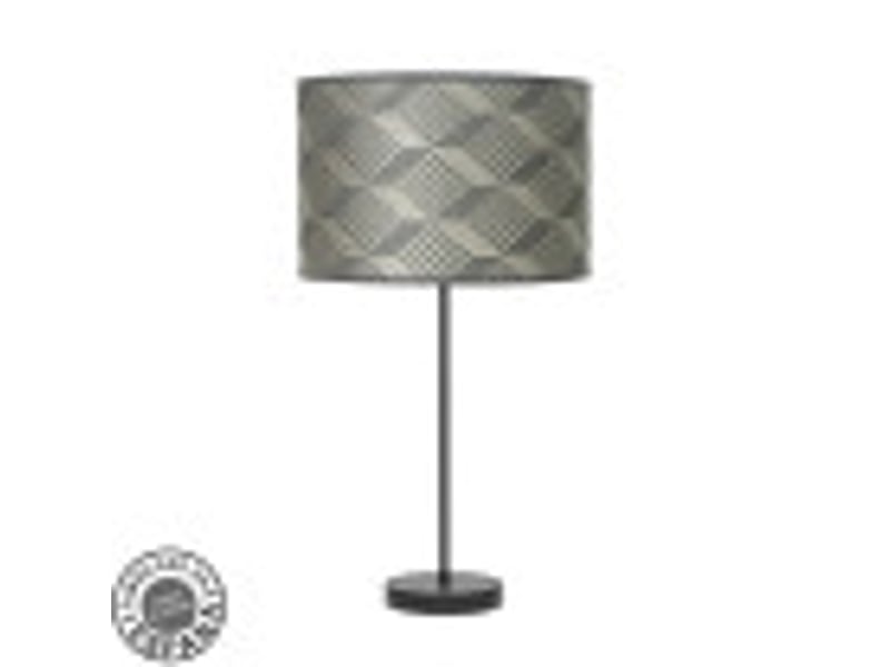  Fabrilamp moda grande lampe à poser noir gris, abat-jour textile motif tetris gris, 1 x e27, 63 cm 212471119 - Conforama B