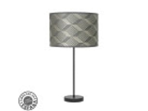 Fabrilamp moda grande lampe à poser noir gris, abat-jour textile motif tetris gris, 1 x e27, 63 cm