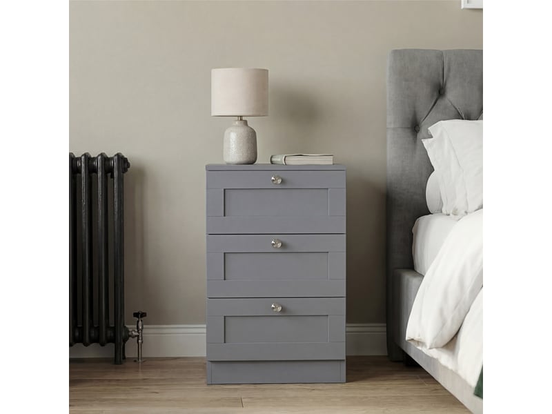  Table de chevet altino 3 tiroirs, commode de nuit, chambre, rangement, 62x40x36cm, gris 3332177 - Conforama C