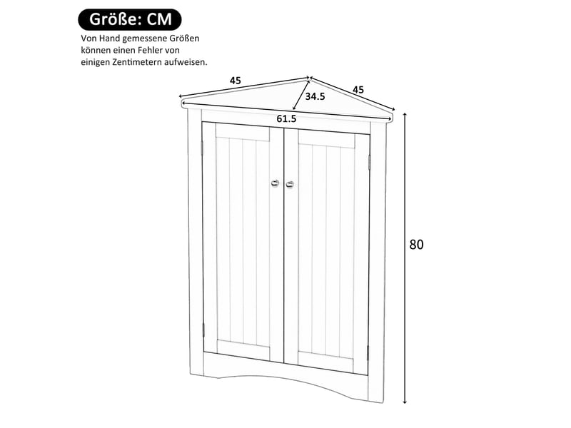 Meuble d’angle sdb blanc 62 × 80 cm, 2 portes, 3 niveaux, gain de place - Conforama C