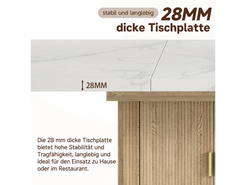  Table à manger extensible 200x90x75 cm - rectangulaire - 6-8 personnes - rangement intégré - mdf - blanc CozyNest - Conforama E
