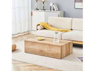 Table basse rectangulaire 90x50x30 cm mdf effet bois clair sans montage