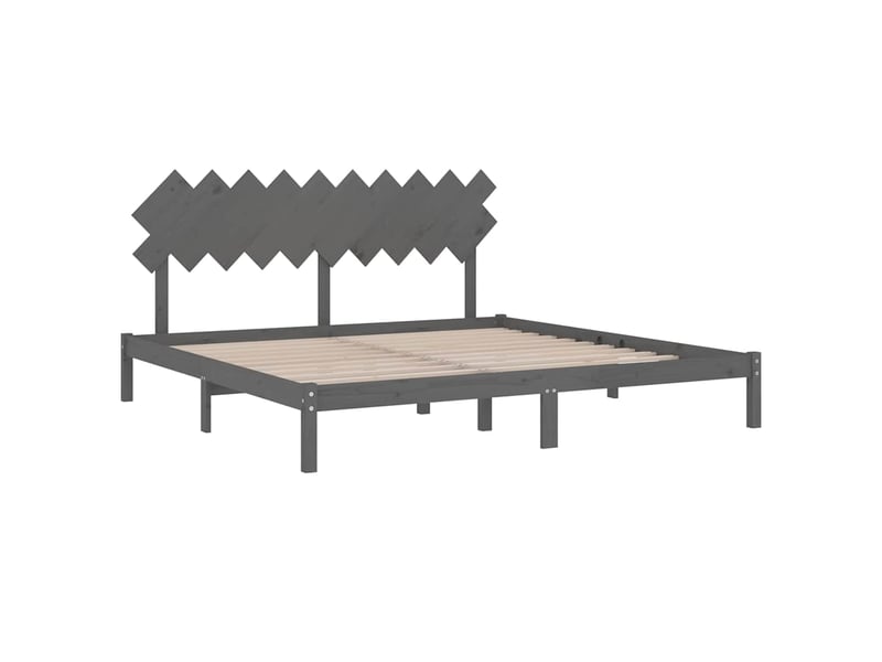  Lit double- lit adulte -  cadre de lit sans matelas gris 200x200 cm bois massif  - Conforama C