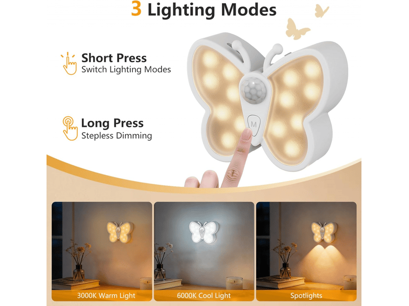 Veilleuse à capteur, lampe de nuit rechargeable 1200 mah, 2 températures de couleur, luminosité réglable, conception magnétique, blanc Pws0000 - Conforama D