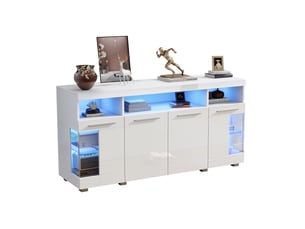 Buffet 4 porte(s) 3 tiroir(s) <strong></strong> <strong></strong> - 140 cm coloris blanc