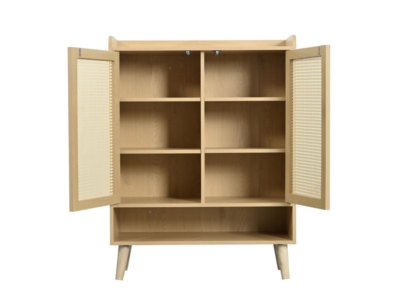  Meuble de rangement, 80 x 105 x 35 cm, 2 portes et 5 étagères, buffet, commode à chaussures, marron  - Conforama A
