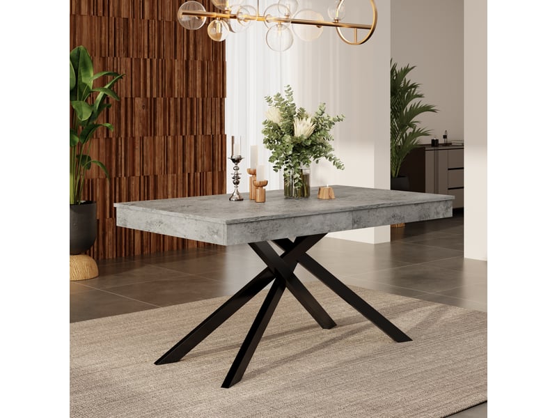  Table à manger extensible 140180 x 80 cm pour 6 à 8 personnes, forme rectangulaire, plateau épais et pieds en métal, style épuré pour salle à manger ou cuisine - gris OPULERANE TRADING LTD - Conforama E