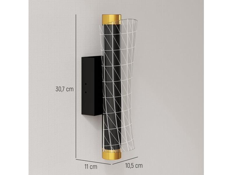  Lot de 2 appliques murales led 30,7 x 11 x 10,5 cm noires en métal, éclairage réglable pour intérieur  - Conforama C
