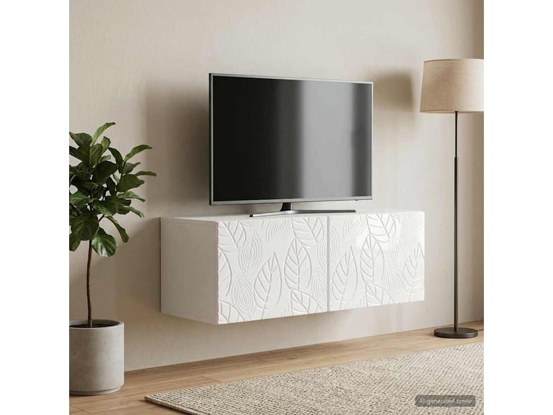 Meuble tv - banc tv - meuble de rangement mural 78,5 x 41 x 30 cm blanc brillant  - Conforama C