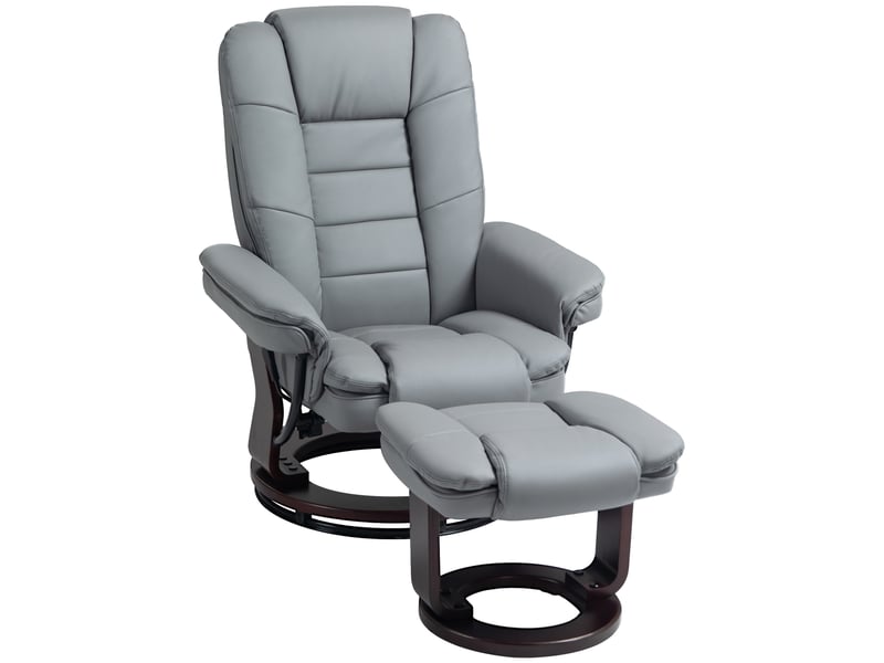  Fauteuil relax,85x82x106 cm,avec repose-pieds pivotant à 360°,similicuir,gris  - Conforama A