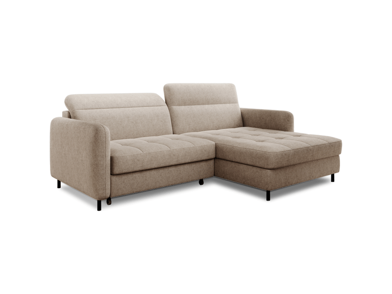 Canapé d'angle collection goumsi coloris beige chiné - Conforama D