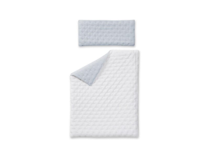  Berceau pliant en hêtre avec matelas - gaufré interbaby - bleu MINITI001-01 - Conforama B
