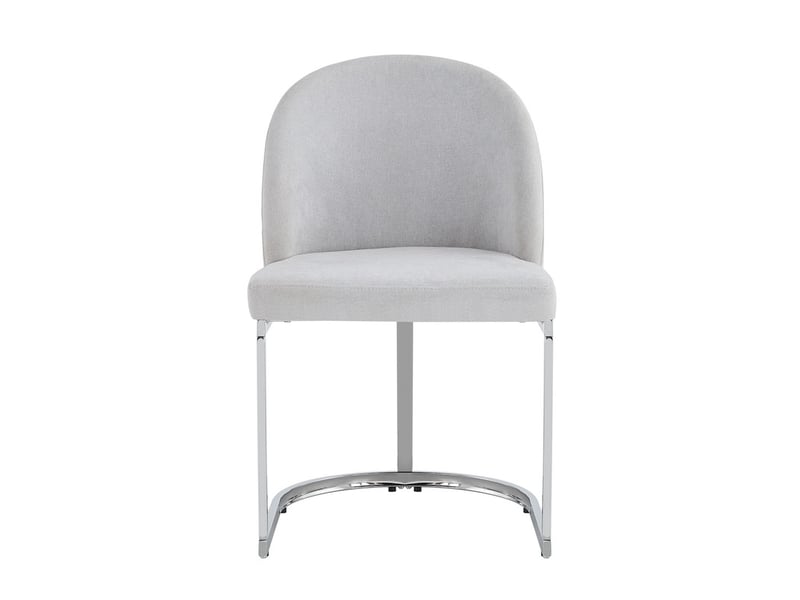  Ens table chaises 4-6 pers, table extensible 120/160cm blancargent + 6 chaises chenille grisargent, style moderne  - Conforama E
