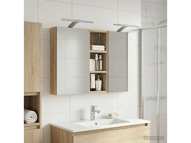  Ensemble de meubles de salle de bain 3 pcs 80x10.5x50 cm shl2522  - Conforama D