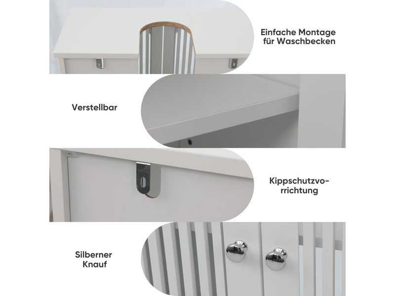  Meuble sous-vasque 2 portes persiennes étagère réglable blanc 60 x 30 x 60 cm  - Conforama E