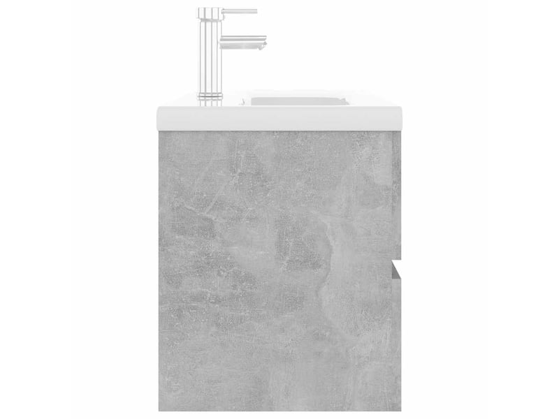  Armoire d'évier, meuble de rangement et lavabo intégré gris béton bois d'ingénierie  - Conforama E