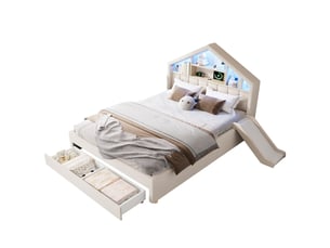 Lit cabane 140x200 cm <strong>CHICFURN</strong>  <strong></strong> coloris beige
