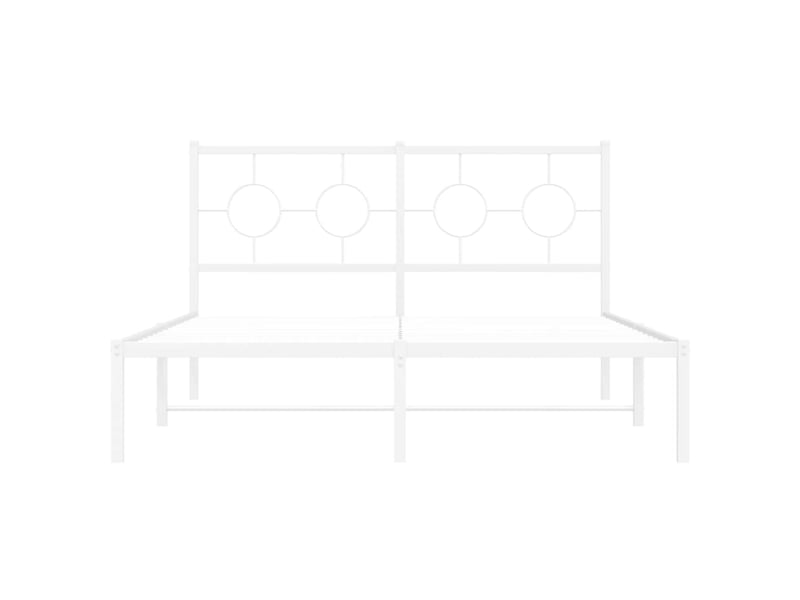  Lit double- lit adulte -  cadre de lit métal sans matelas et tête de lit blanc 135x190 cm  - Conforama D