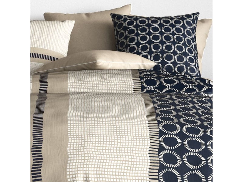  Parure housse de couette 240x220cm + 2 taies motif graphique bleu et beige 100% coton - malvina MALVINA - Conforama C