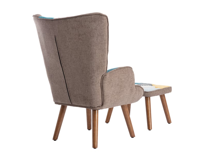  Fauteuil de loisirs avec repose-pieds, dossier et coussin assorti, pour salon  - Conforama E