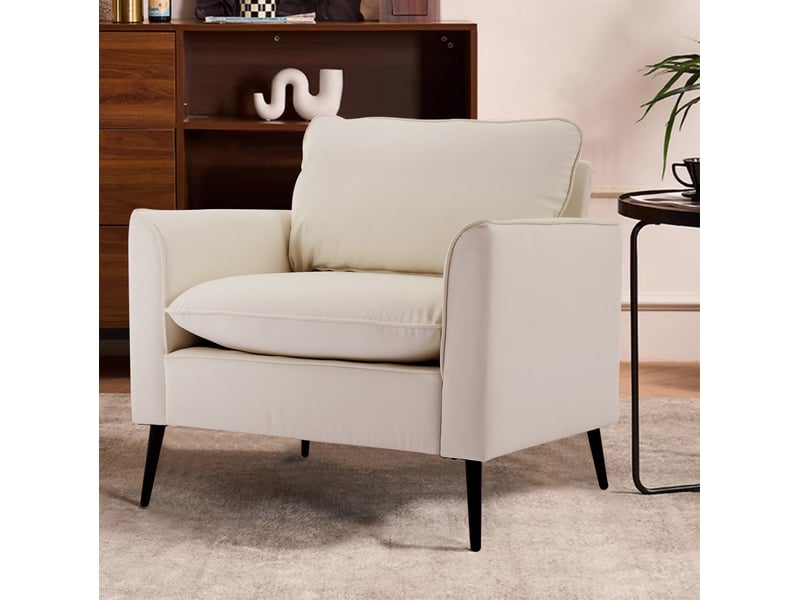  Fauteuil 1 place en similicuir blanc 80x68x80 cm style nordique rétro  - Conforama D