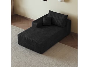 Canapé d'angle réversible convertible avec méridienne, assise moelleuse et gain de place, en tissu noir