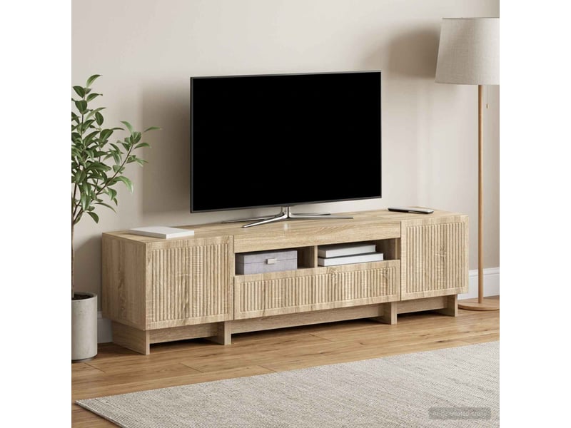 Meuble tv - banc tv - meuble de rangement led 5 pièces chêne sonoma bois d'ingénierie - Conforama C
