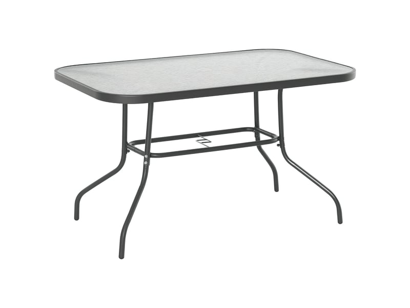  Table de jardin rectangulaire 6 personnes métal et verre trempé gris 120 x 80 x 70 cm  - Conforama A